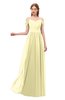 ColsBM Taylor Soft Yellow Bridesmaid Dresses A-line Off The Shoulder Short Sleeve Zipper Floor Length Simple