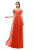 ColsBM Taylor Tangerine Tango Bridesmaid Dresses A-line Off The Shoulder Short Sleeve Zipper Floor Length Simple