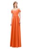 ColsBM Taylor Tangerine Bridesmaid Dresses A-line Off The Shoulder Short Sleeve Zipper Floor Length Simple