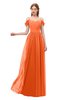 ColsBM Taylor Tangerine Bridesmaid Dresses A-line Off The Shoulder Short Sleeve Zipper Floor Length Simple