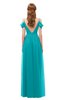 ColsBM Taylor Teal Bridesmaid Dresses A-line Off The Shoulder Short Sleeve Zipper Floor Length Simple