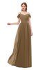 ColsBM Taylor Truffle Bridesmaid Dresses A-line Off The Shoulder Short Sleeve Zipper Floor Length Simple