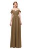 ColsBM Taylor Truffle Bridesmaid Dresses A-line Off The Shoulder Short Sleeve Zipper Floor Length Simple