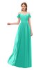 ColsBM Taylor Viridian Green Bridesmaid Dresses A-line Off The Shoulder Short Sleeve Zipper Floor Length Simple
