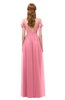 ColsBM Taylor Watermelon Bridesmaid Dresses A-line Off The Shoulder Short Sleeve Zipper Floor Length Simple