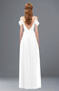 ColsBM Taylor White Bridesmaid Dresses A-line Off The Shoulder Short Sleeve Zipper Floor Length Simple