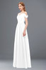 ColsBM Taylor White Bridesmaid Dresses A-line Off The Shoulder Short Sleeve Zipper Floor Length Simple