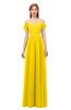 ColsBM Taylor Yellow Bridesmaid Dresses A-line Off The Shoulder Short Sleeve Zipper Floor Length Simple