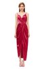 ColsBM Harlow Dark Red Bridesmaid Dresses Spaghetti Sleeveless Glamorous Hi-Lo Pleated Column