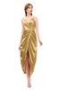 ColsBM Harlow Gold Bridesmaid Dresses Spaghetti Sleeveless Glamorous Hi-Lo Pleated Column