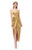 ColsBM Harlow Gold Bridesmaid Dresses Spaghetti Sleeveless Glamorous Hi-Lo Pleated Column