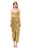 ColsBM Harlow Gold Bridesmaid Dresses Spaghetti Sleeveless Glamorous Hi-Lo Pleated Column