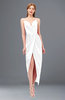 ColsBM Harlow White Bridesmaid Dresses Spaghetti Sleeveless Glamorous Hi-Lo Pleated Column