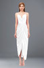 ColsBM Harlow White Bridesmaid Dresses Spaghetti Sleeveless Glamorous Hi-Lo Pleated Column