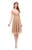 ColsBM Bailey Almost Apricot Bridesmaid Dresses V-neck Ruching A-line Zipper Knee Length Modern