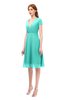 ColsBM Bailey Blue Turquoise Bridesmaid Dresses V-neck Ruching A-line Zipper Knee Length Modern