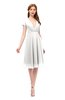 ColsBM Bailey Cloud White Bridesmaid Dresses V-neck Ruching A-line Zipper Knee Length Modern