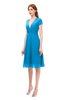ColsBM Bailey Cornflower Blue Bridesmaid Dresses V-neck Ruching A-line Zipper Knee Length Modern