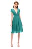 ColsBM Bailey Emerald Green Bridesmaid Dresses V-neck Ruching A-line Zipper Knee Length Modern