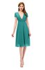 ColsBM Bailey Emerald Green Bridesmaid Dresses V-neck Ruching A-line Zipper Knee Length Modern