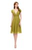 ColsBM Bailey Golden Olive Bridesmaid Dresses V-neck Ruching A-line Zipper Knee Length Modern