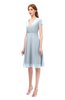 ColsBM Bailey Illusion Blue Bridesmaid Dresses V-neck Ruching A-line Zipper Knee Length Modern