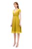 ColsBM Bailey Lemon Curry Bridesmaid Dresses V-neck Ruching A-line Zipper Knee Length Modern