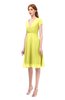 ColsBM Bailey Pale Yellow Bridesmaid Dresses V-neck Ruching A-line Zipper Knee Length Modern