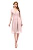 ColsBM Bailey Pastel Pink Bridesmaid Dresses V-neck Ruching A-line Zipper Knee Length Modern