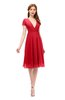 ColsBM Bailey Red Bridesmaid Dresses V-neck Ruching A-line Zipper Knee Length Modern