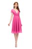 ColsBM Bailey Rose Pink Bridesmaid Dresses V-neck Ruching A-line Zipper Knee Length Modern