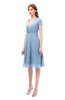 ColsBM Bailey Sky Blue Bridesmaid Dresses V-neck Ruching A-line Zipper Knee Length Modern