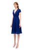 ColsBM Bailey Sodalite Blue Bridesmaid Dresses V-neck Ruching A-line Zipper Knee Length Modern