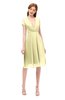 ColsBM Bailey Soft Yellow Bridesmaid Dresses V-neck Ruching A-line Zipper Knee Length Modern