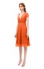 ColsBM Bailey Tangerine Bridesmaid Dresses V-neck Ruching A-line Zipper Knee Length Modern