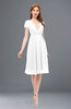 ColsBM Bailey White Bridesmaid Dresses V-neck Ruching A-line Zipper Knee Length Modern