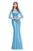 ColsBM Kenzie Alaskan Blue Bridesmaid Dresses Trumpet Lace Bateau Long Sleeve Floor Length Mature