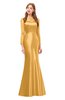 ColsBM Kenzie Apricot Bridesmaid Dresses Trumpet Lace Bateau Long Sleeve Floor Length Mature