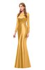 ColsBM Kenzie Apricot Bridesmaid Dresses Trumpet Lace Bateau Long Sleeve Floor Length Mature