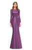 ColsBM Kenzie Argyle Purple Bridesmaid Dresses Trumpet Lace Bateau Long Sleeve Floor Length Mature