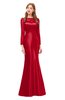ColsBM Kenzie Barbados Cherry Bridesmaid Dresses Trumpet Lace Bateau Long Sleeve Floor Length Mature