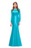 ColsBM Kenzie Blue Atoll Bridesmaid Dresses Trumpet Lace Bateau Long Sleeve Floor Length Mature