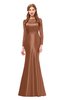 ColsBM Kenzie Cinnamon Bridesmaid Dresses Trumpet Lace Bateau Long Sleeve Floor Length Mature