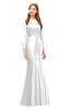 ColsBM Kenzie Cloud White Bridesmaid Dresses Trumpet Lace Bateau Long Sleeve Floor Length Mature
