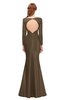 ColsBM Kenzie Cocoa Brown Bridesmaid Dresses Trumpet Lace Bateau Long Sleeve Floor Length Mature