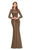 ColsBM Kenzie Cognac Bridesmaid Dresses Trumpet Lace Bateau Long Sleeve Floor Length Mature