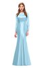ColsBM Kenzie Cool Blue Bridesmaid Dresses Trumpet Lace Bateau Long Sleeve Floor Length Mature