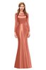 ColsBM Kenzie Crabapple Bridesmaid Dresses Trumpet Lace Bateau Long Sleeve Floor Length Mature