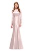 ColsBM Kenzie Crystal Pink Bridesmaid Dresses Trumpet Lace Bateau Long Sleeve Floor Length Mature