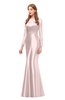 ColsBM Kenzie Crystal Pink Bridesmaid Dresses Trumpet Lace Bateau Long Sleeve Floor Length Mature